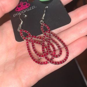 Paparazzi Red and Silver Swirled Tear Drop Earrings ❤️